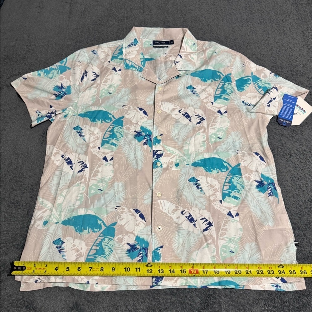 💙NEW!!💙 Nautica Cream and Blue Casual Button Down Shirt🩵🩵XXL🩵 - Picture 4 of 10